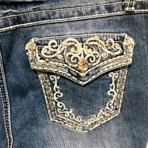 EUC EARL EMBELLISHED FLAP POCKET STRETCH JEANS SZ6